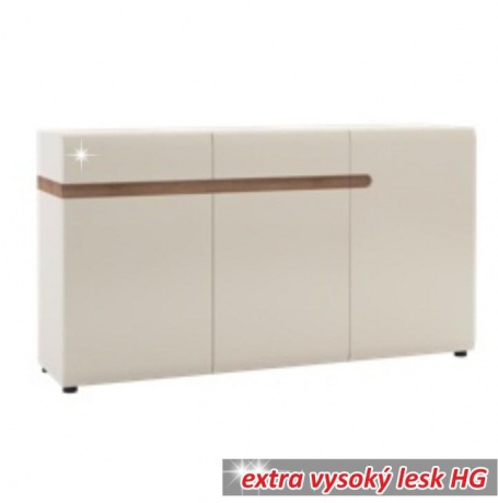 Komoda, biela extra vysoký lesk HG / dub sonoma truflový, LYNATET 40