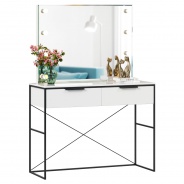 Toaletný stolík so zrkadlom Caroline - biela/čierna