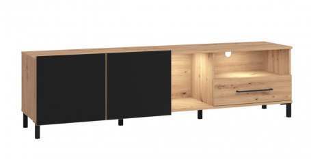 TV stolík Nibiru 180cm s osvětlení - dub artisan/čierna