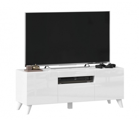 TV stolík s nohami 120cm Drax - biely lesk