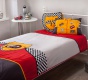 Prikrývka na posteľ Super - červená/šedá/žltá