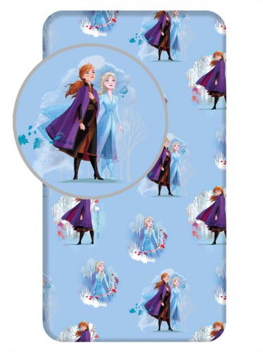 Detské prestieradlo Frozen 2 ,,Blue leaves" - modrá