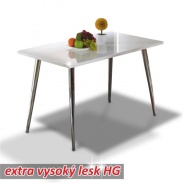 Jedálenský stôl 120x70, MDF + chróm, extra výška lesk HG, PEDRO