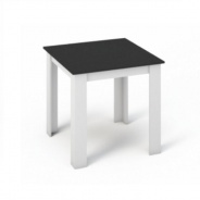 Jedálenský stôl, biela / čierna, 80x80, KRAZ