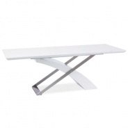 Jedálenský stôl, biela / biela extra vysoký lesk HG, KROS