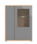 Nízka vitrína s osvetlením police Abuela - dub artisan/šedá