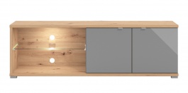TV stolík 160 s kompletným osvetlením Abuela - dub artisan/šedá