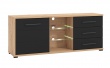 TV stolík 160 s osvetlením políc Lugano - dub artisan/čierna