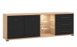 TV stolík 190 s kompletným osvetlením Lugano - dub artisan/čierna