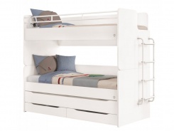 Poschodová posteľ s úložným priestorom a rebríkom Pure - biela