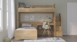 Poschodová posteľ s písacím stolom a schodíkmi Cody Modular - v priestore