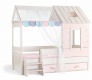 Domčeková posteľ s úložným priestorom Boom - breza/ružová