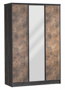 Trojdverová šatníková skriňa so zrkadlom Falko - dub rebap/bronz