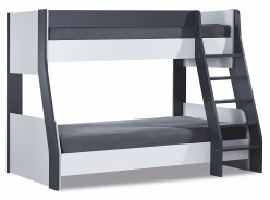 Poschodová posteľ 120x200 so schodíkmi Thor - biela/čierna/šedá