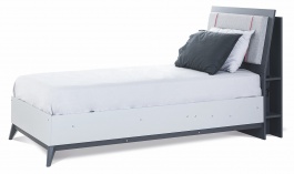 Študentská posteľ 100x200 s úložným priestorom Thor - ružová/šedá/čierna