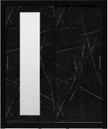 Šatníková skriňa 180 so zrkadlom Roxy - čierna/mramor čierny