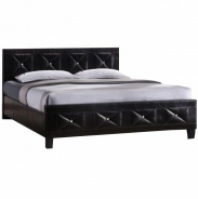 Manželská posteľ, s roštom, ekokoža čierna, 180x200, CARISA