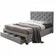 Moderná posteľ s úložným priestorom, sivá látka, 160x200, Santola