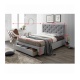 Moderná posteľ s úložným priestorom, sivá látka, 180x200, Santola