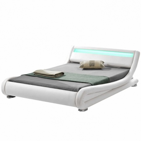 Moderní postel s RGB LED osvětlením, bílá, 180x200, FILIDA