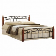 Manželská postel, třešeň/černý kov, 160x200, DOLORES