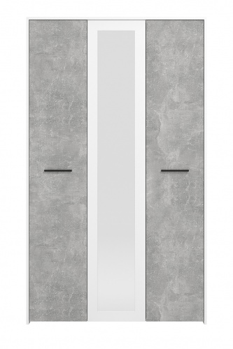 Trojdverová šatníková skriňa so zrkadlom Geralt - betón/biela