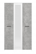 Trojdverová šatníková skriňa so zrkadlom Geralt - betón/biela