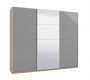 Trojdverová posuvná skriňa so zrkadlom 270 Tropea - šedá/dub artisan