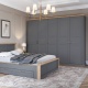 Manželská posteľ 180x200 + päťdverová šatníková skriňa Artis - v priestore