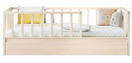 Detská posteľ 100x200cm so zábranami a zásuvkou Fairy - dub svetlý