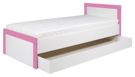 Detská posteľ so zásuvkou Twin 90x200cm - biela / ružová