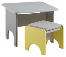 Set detského stolíka a stoličky Raundo - šedá/žltá