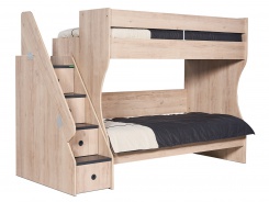Poschodová posteľ s úložnými zásuvkami Colin - dub kestína/šedá