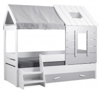 Domčeková posteľ 90x200 s úložným priestorom Boom - biela/šedá