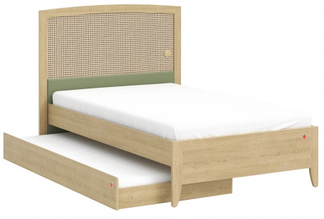 Študentská posteľ 120x200cm s čelom a prístelkou Habitat - dub/zelená