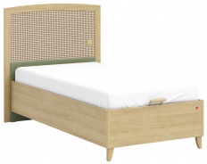 Študentská posteľ 100x200cm s výklopným úložným priestorom a čelom Habitat - dub/zelená