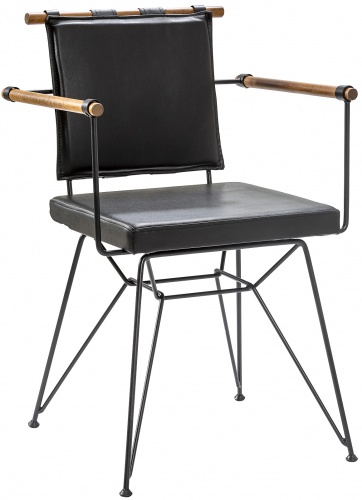 Dizajnová kovová stolička s polstrovaním Nebula - čierna/buk