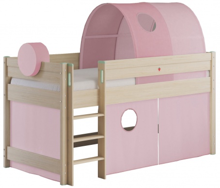 Vyvýšená posteľ s doplnkami Fairy - dub světlý/ružová