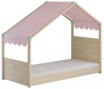 Domčeková posteľ so strieškou Fairy I - dub svetlý/ružová