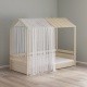 Domčeková posteľ II + drevená polostrieška + nebesá pre posteľ II Fairy - v priestore