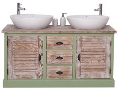 Kúpeľňová skrinka pre 2 umývadlá Damiano 665 - zelená/hnedá