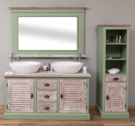 Veľká kúpeľňová zostava pre 2 umývadlá Damiano 665 - zelená/hnedá