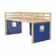 Posteľ s PC stolom, borovicové drevo / modrá, 90x200 cm, Alzena