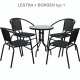 Jedálenský stôl vhodný, čierna oceľ / temperované sklo, BORGEN TYP 2