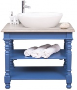 Kúpeľňová skrinka pre umývadlo Luna 658 - modrá/hnedá