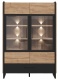 Nízka presklená vitrína s osvetlením Artur - dub waterford/čierna