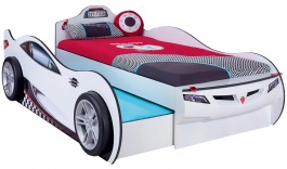 Detská posteľ auto SUPER s prístelkou 90x190cm - biela