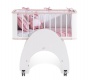 Detská kolíska 50x90 na kolieskach s posteľným setom Flamenco - biela/ružová