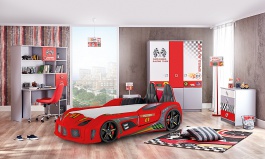 Detská izba I Grand Prix Plus - červená/šedá/biela