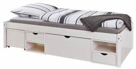 Študentská posteľ 90x200cm s výsuvným nočným stolíkom a úložným priestorom Diablo - biela